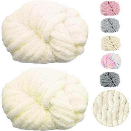 500g (250gx2) Garnnystan Chunky n. 54m Chenille Chunky -turkislanka Pehmeä Villalanka Chunky Pehmeä Neulelanka Virkattuihin Peittoihin Huiveihin H 