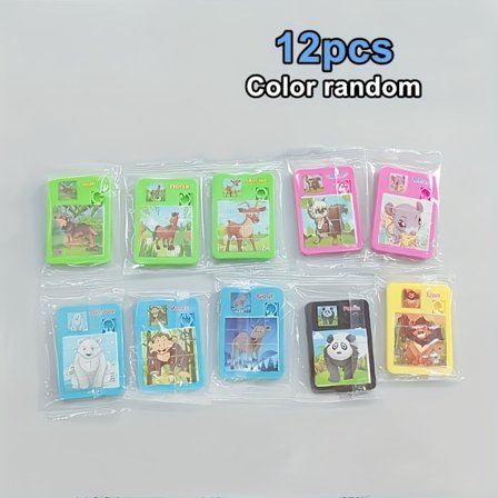 12 st Söta Djur Tecknad Pussel Leksaker Födelsedagsfest Gåvor Priser Pinata Skattkista Belöningspaket, Pedagogiska Leksaker