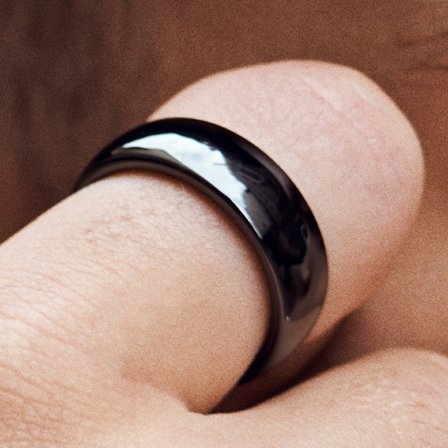 Anillo de cerámica negro pulido para hombres - Anillos de cerámica