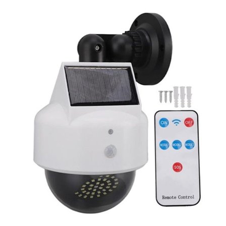(Svart) Utomhus solcellslampa, analog övervakning, med fjärrkontroll, solcellsdriven, lämplig för trädgård, husbil