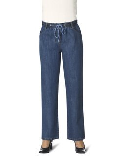 jeans med resårmidja och raka ben Marin - 42 - Åshild