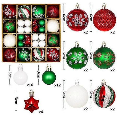 Nye juletreballpynt 44 stk Balldekorasjonssett Fargerik julekule Knusebestandig hengende juletredekor [DB]