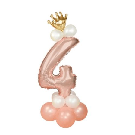 Suuri pystysuora numeroilmapallosetti | Ruusukulta Metallic Numero 4 110cm