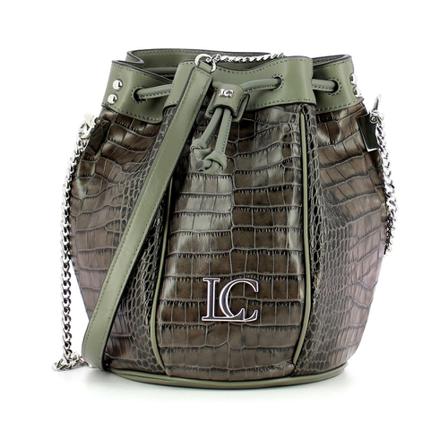 La Carrie, Gigi bucket bag with crocodile print Grijs, Dames, Maat:ONE Size
