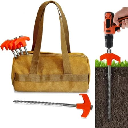 10 stk 8" skrue i teltplugger - bakkeankre skrue i, teltplugger campingplugger, metallgjengede telttupper, tunge teltplugger Teltplugger - Sta