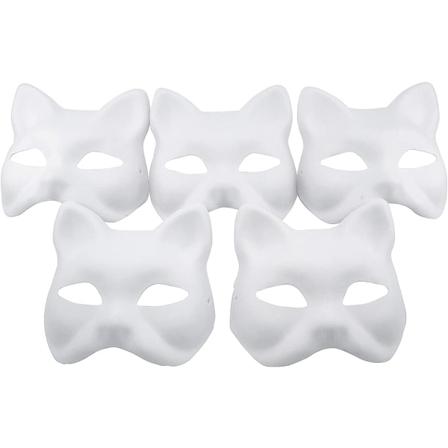 Rævemaske DIY Malbar Cosplay Tilbehør Maske til Fest Maskerade Kostume Halloween, Pakke med 5