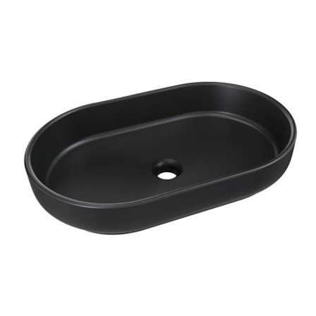 Vask i mat sort keramik - L 55 x P 35 x H 12 cm - Oval - River