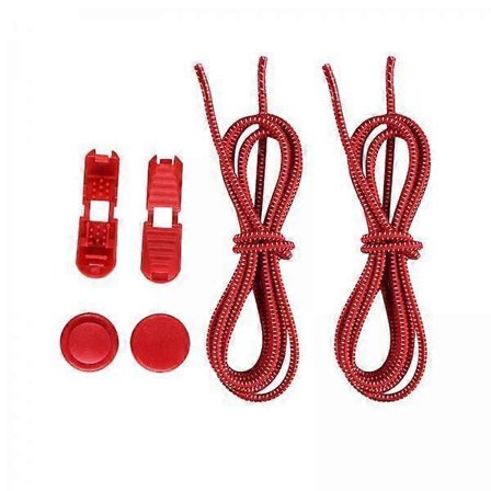 2x Elastiske skolisser uten knyting, låslisser, hurtigfeste, røde