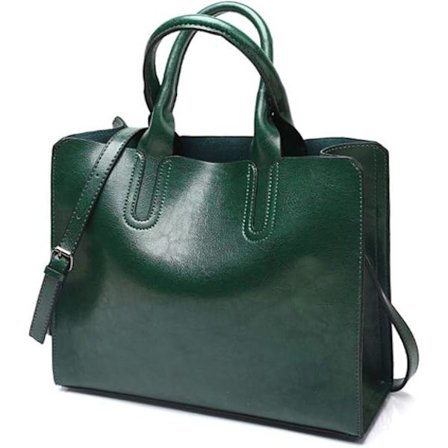 Naisten nahkalaukku, yläkahvallinen käsilaukku, tummanvihreä olkalaukku