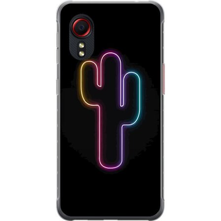 Yhteensopiva Puhelinkuori Samsung Samsung Galaxy Xcover 5 Neonpiirros kaktuksista vaaleanpunaisessa ja sinisessä valossa tummaa taustaa vasten