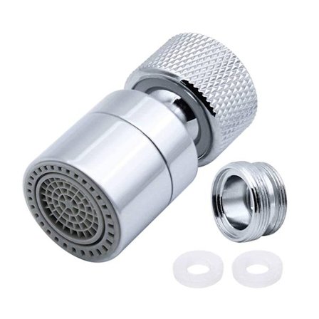 360° Drejelig Vandhane Luftblander Messing 2 Positioner Justerbar Køkken Vandhane Filter Bobler med Dys Adapter - Til Vandhaner med M22 Hantråd Dys