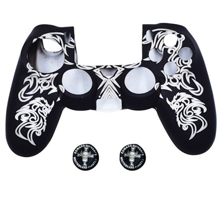 PS4-kontrollerskinn, silikonkontrollerdekselbeskytter kompatibel med /PS4 Slim/PS4 Pro-kontroller (tommelgrep x 2)