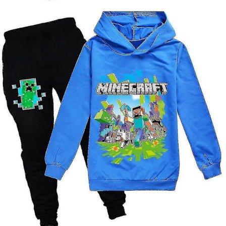 Minecraft spil hættetræningsdragt til børn Unisex Sport Hættetrøje Bukser Sæt