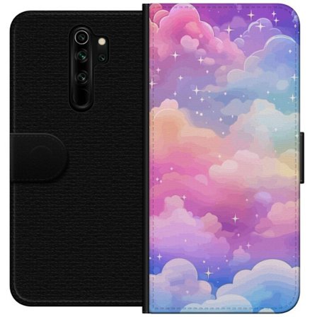 Kompatibelt Lommeboketui til Xiaomi Redmi Note 8 Pro Søt enhjørning med regnbuefarget hår mot en stjernebelagt pastellbakgrunn i kawaii-stil