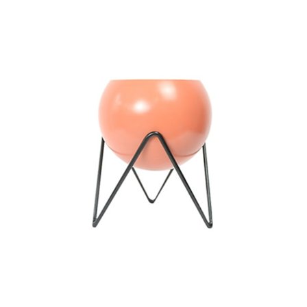 Rund Vas Kruka med Krukväxtställ Modernt Metall Blomkruka Växtställ