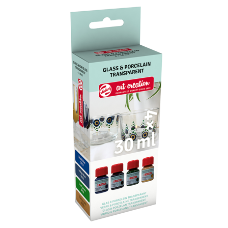 Art Creation Glass & Porcelain Paint Transparent Set 4 x 30 ml Blues