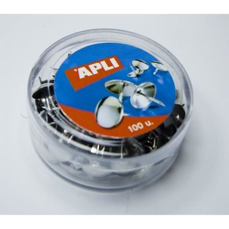 Pinnnålar - APLI - Rund låda med 100 - Nickelpläterad stål - Rundtopp - Blandad