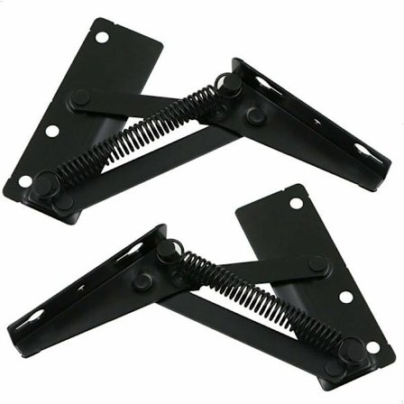 Fjederløftebeslag Hængselbeslag – Klapholder Skabshængsler Dør til Klapsofa, Sengelåg, Møbeltilbehør, Sort, 2 stk.