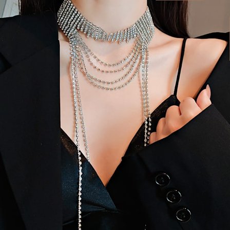 Zirkon vatten droppe choker halsband, lätt lyx, nisch high-end, krage, höst- och vinterklänning, mångsidigt temperament tillbehör