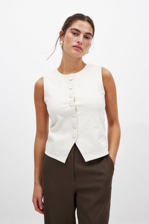 NA-KD Punto Button Vest - Blazer vest - Beige - XS