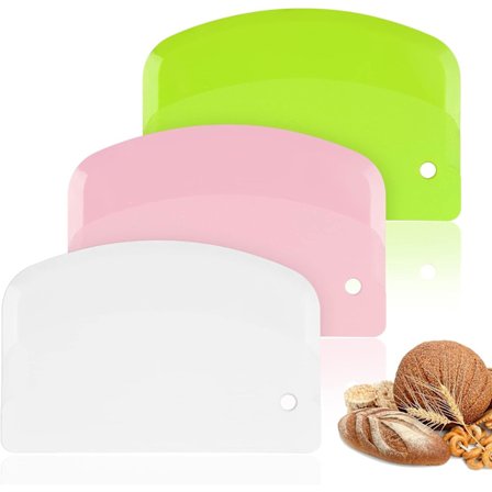 3 deigskrapere, vanlig plastskrape kakeskrape smør