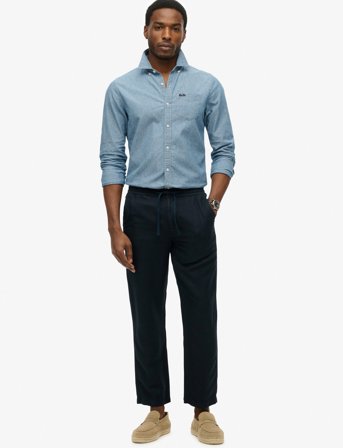 Superdry Merchant Linen Pant - Navy - S