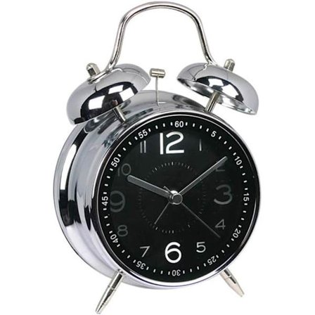 4" Metall Tvillingklokke Vekkerklokke Sengeside Enkel Innstilling Høy Batteri
