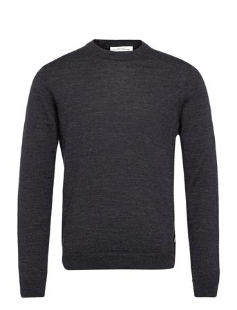 Beckett Classic Merino Jumper Strikkegenser M. Rund Krage Svart Wood Wood