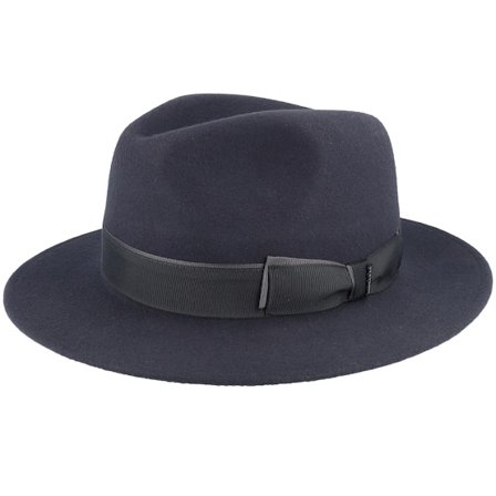 Stetson - Blå fedora Hatt - Traveller Woolfelt Navy Fedora @ Hatstore