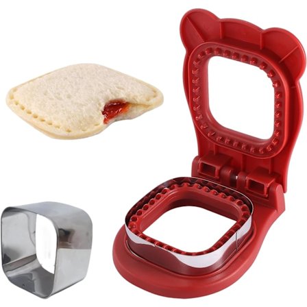 Sandwich Cutter og Forsegler, Decruster Sandwich Maker til børns frokost Uncrustable Sandwich Maker, Nem til madpakke og Bento Box Firkantet - Rød
