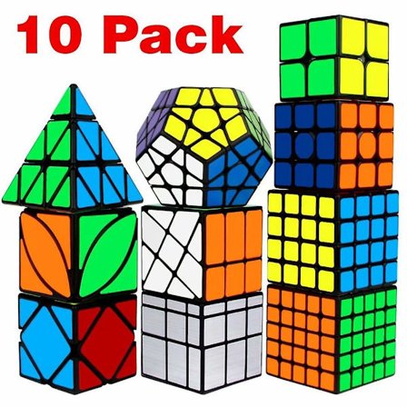 Speed Cube Sæt, Cube Bundle 2x2 3x3 4x4 5x5 Pyramide - Puslespil Cube Legetøj Gave 10 Stk