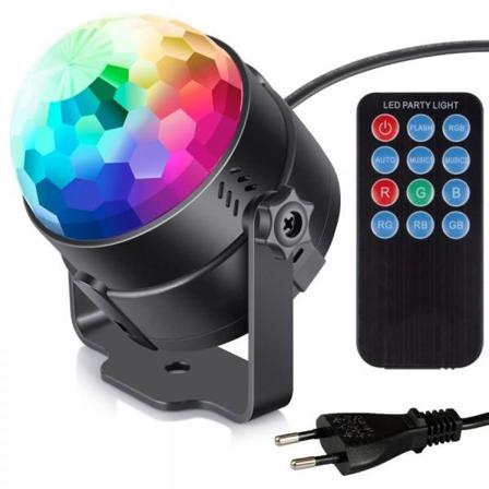 Diskokugle med roterende RGB-lys + fjernbetjening (LED-festlig-WELLNGS black