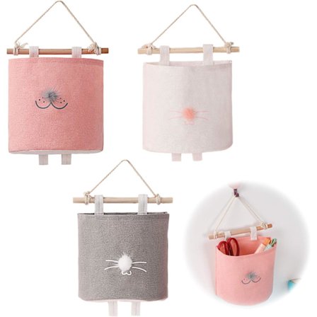 Lin Lerret Henge Oppbevaringspose Vegg Oppbevaring for Vegg Vegg Hengende Vegg Oppbevaringslommer Organizer Lomme for Dør Soverom Bad Stue Garderobe 3