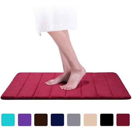 Badmatte i baderom, absorberende, sklisikker badmatte, vaskbar badmatte - 80x120cm (vinrød) (80*120cm, vinrød)