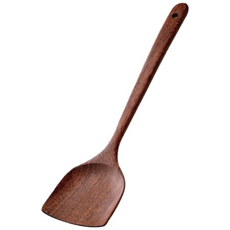 Træspatel til non-stick køkkengrej, træbestiksæt til madlavning, langskaftet fladhovedet skrå spatel (1 stk)