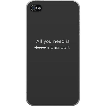 Yhteensopiva Puhelinkuori Apple Apple iPhone 4 Minimalistinen typografinen juliste lainauksella "kaikki mitä tarvitset on passi". Tyylikäs harmaa mu