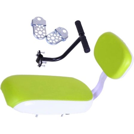 Cykeltillbehör, Cykelbaksäte, Cykelbarnstol med Ryggstöd med Handtag Fotstöd Pedal, Grön