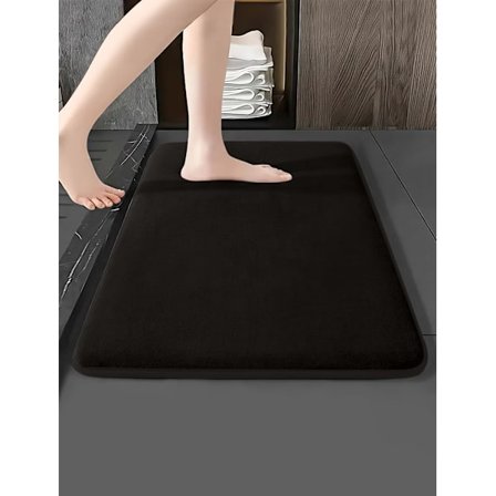 1-Pack Mjuk och Absorberande Golvmatta i Memory Foam: Kök, Badrum, Sovrum och Hallmatta - Halkfri och Snabbtorkande, Svart