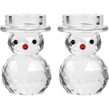 Snømann Krystall Lysestaker Sett med 2, 4.33 Tommer Høy Krystaller, ZQKLA