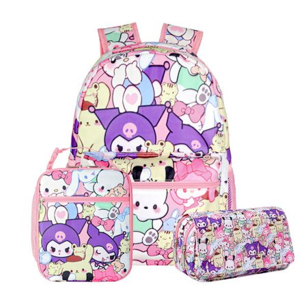 Stitch rosa tredelad ryggsäck stor kapacitet digitaltryck ryggsäck mellanstadieelev tjej ryggsäck