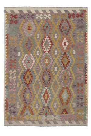 Oriental Kilim Afghan Old Style Rug 173X245 Brown/Dark Grey Wool, Afghanistan