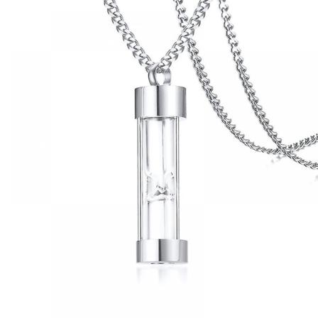 Rostfritt stål Glas timglas Urna Öppningsbart hänge Halsband Hourglas Halsband Souvenir Kremering Hår Memorial Smycken
