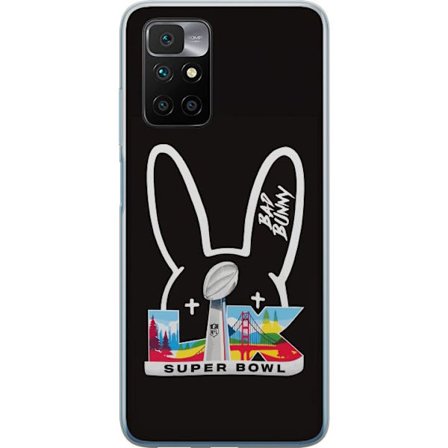 Kompatibel Mobilcover til Xiaomi Redmi 10 Bad Bunny portræt med åben skjorte, tatoveringer og krøllet hår i stilfuld modefotografering