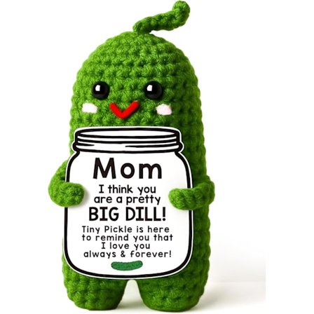 Hæklet agurk plyslegetøj - Sjov unik gave til mor fra datter eller søn, bedste julegave til mor, svigermor julestrømpe