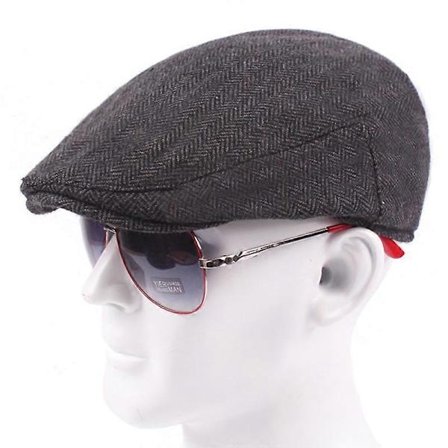 Retro fiskebensmønstret flat Ivy Gatsby-caps, avisgutthatt, bakergutt-hatt, cabbie-basker (LGL) for menn