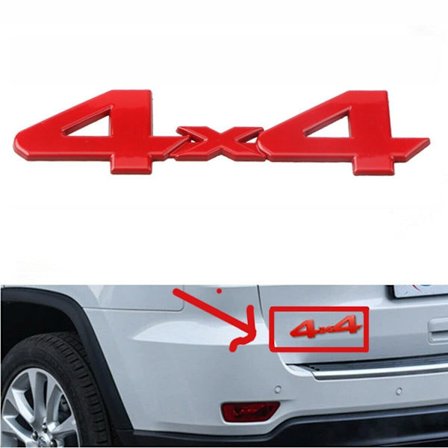 Pakke med 4x4 metal bil bagagerum bagklap logo emblem klistermærke skærm SUV, rød