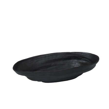 Dekorativ skål i sort aluminium, 38x16x9 cm