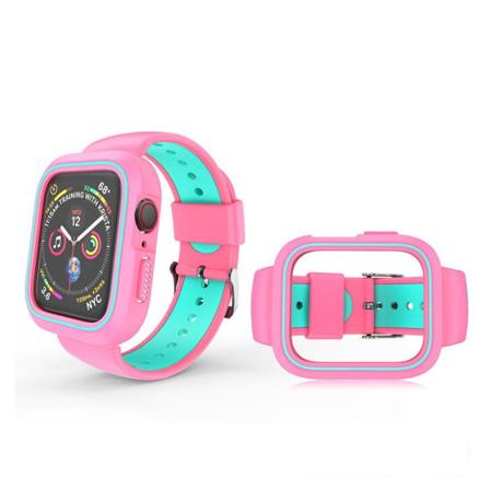 Apple Watch 42mm kaksivärinen silikoninen kellonauha - Pinkki / Syaani Pink