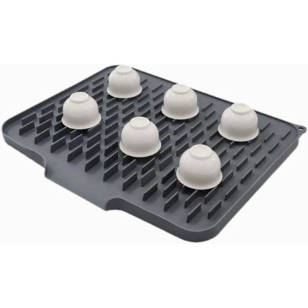 Silikon Oppvaskmatte for Kjøkkenbenk, Oppvaskunderlag med Sklisikker Bakside, Kjøkkenbenkmatte med Innebygd Avløp, Lett å Rengjøre, Varmebestandig