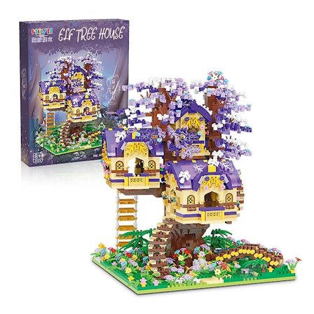 Elf Tree House Mikro-partikkel Byggeklosser Sammensatte Leke Store Byggepynt Barneleker